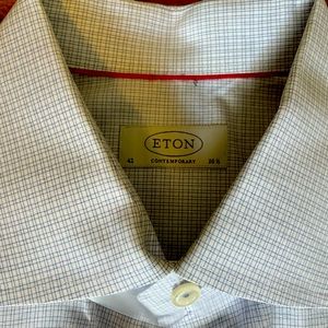 Eton dress shirt. Simple checked pattern.